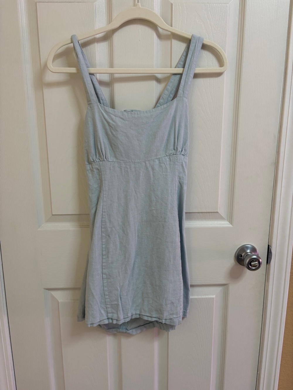 PacSun LA Hearts Light Blue Linen Tie Back Mini Dress